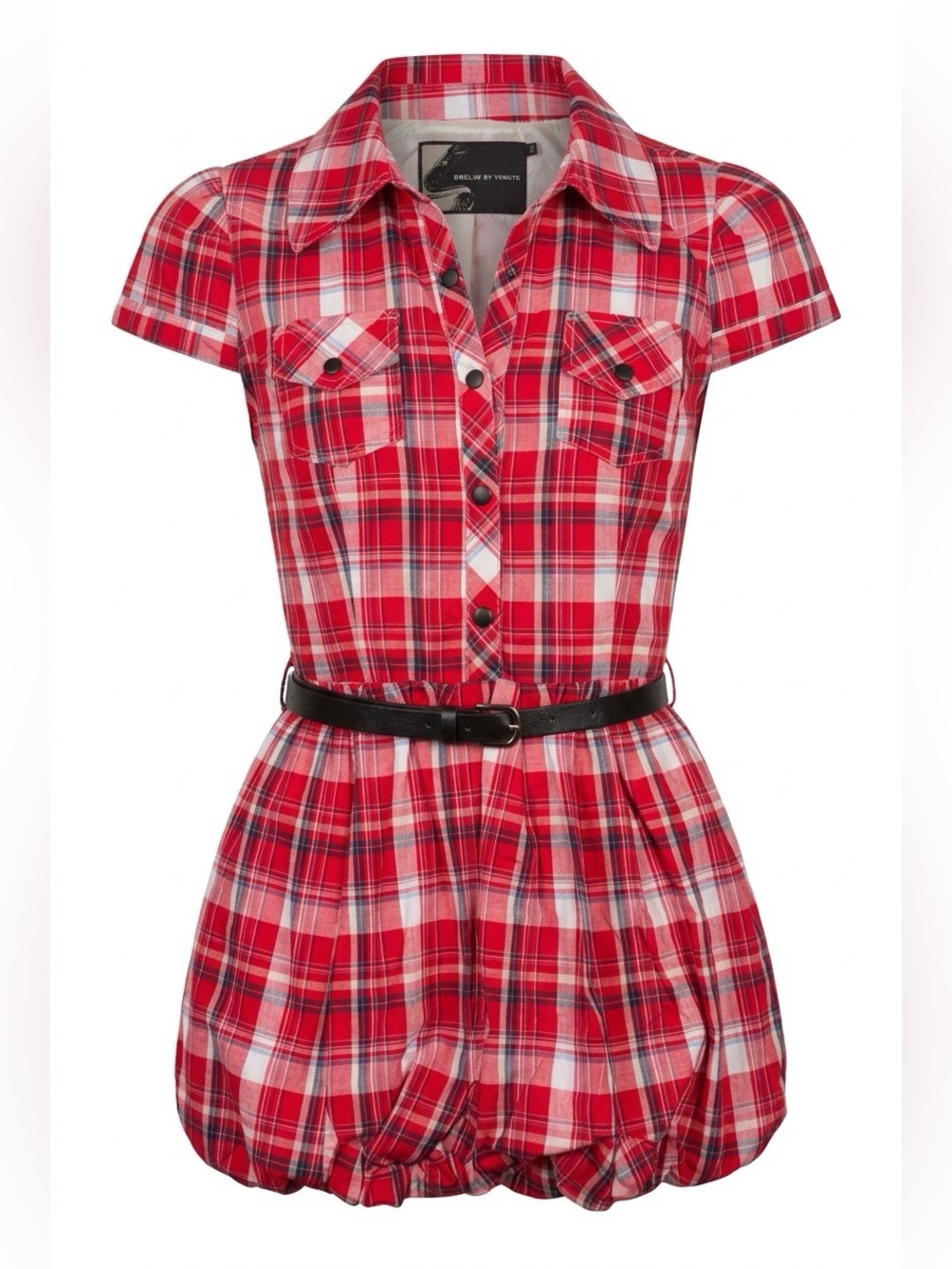 Twelve by Twelve Red Plaid Short Sleeve Romper Top